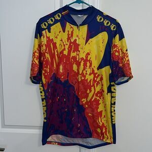 Vintage 3-4 zipper Pearl Izumi rainbow splash touring racing bike cycling jersey
